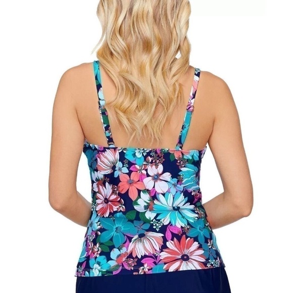 ISLAND ESCAPE Women's Sail Away Gemini Underwire Tankini Top swimsuit New 6 Navy - Picture 4 of 11